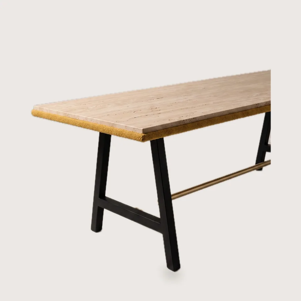 A-Frame Travertine Long Table view 3