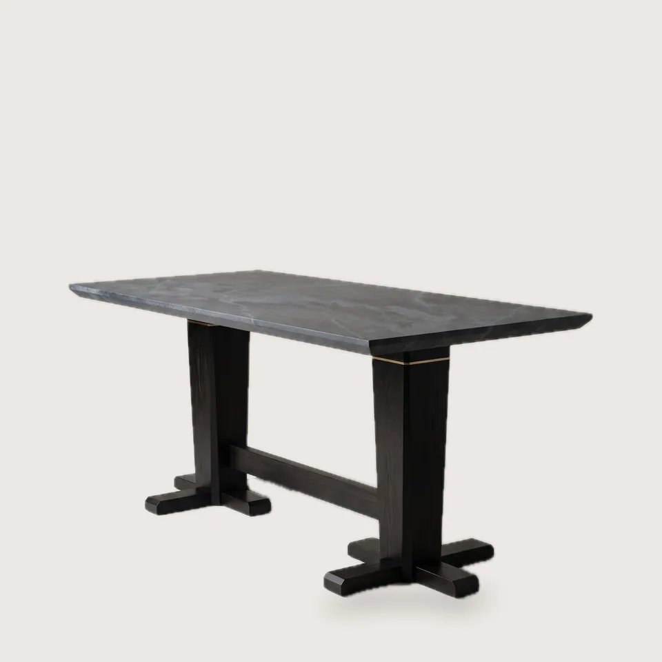Soapstone Twin-Pedestal Long Table
